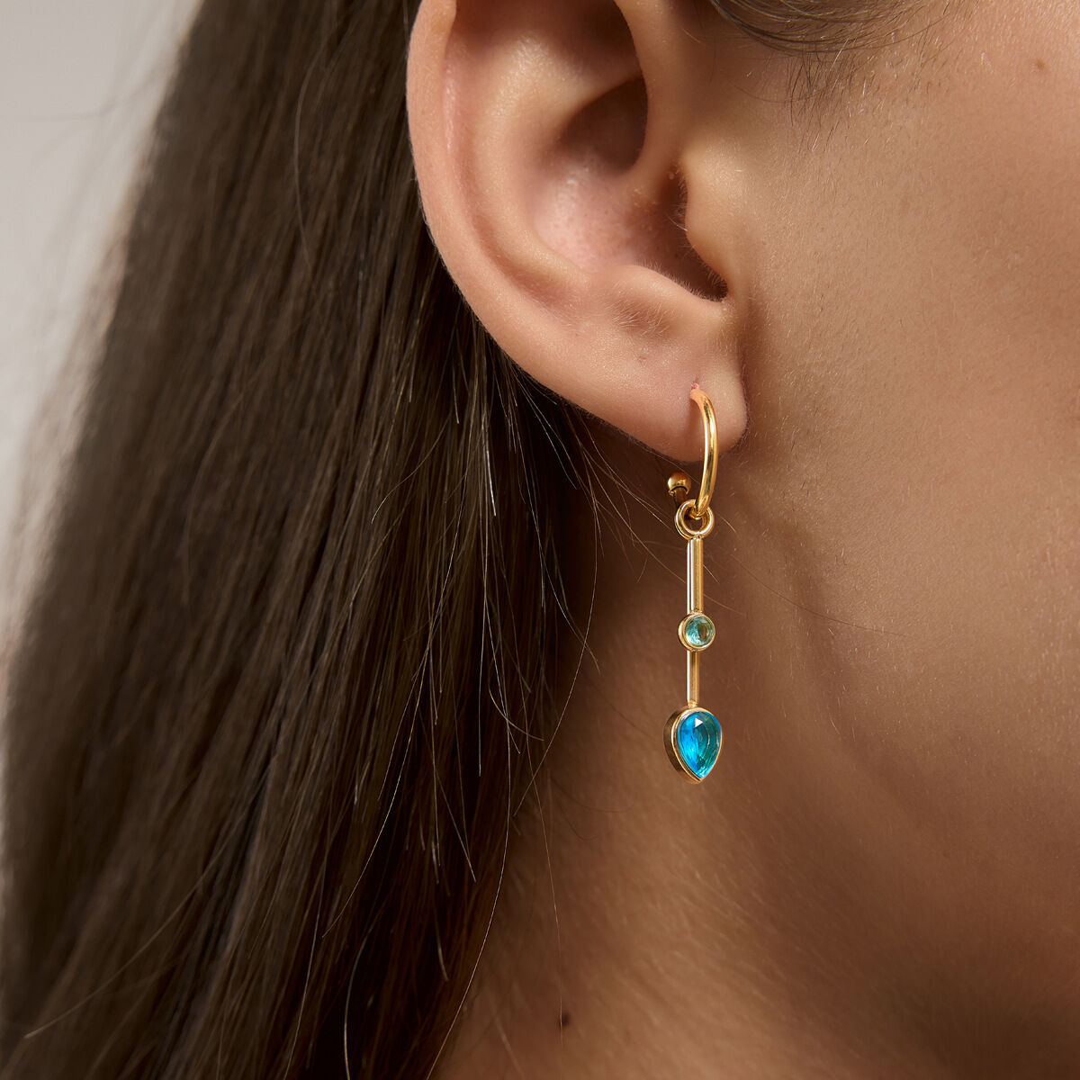 Romantic Series Sweet Patchwork Tassel Stainless Steel Waterproof   Gold Color  Zircon Women's Dangle Earrings Picture2