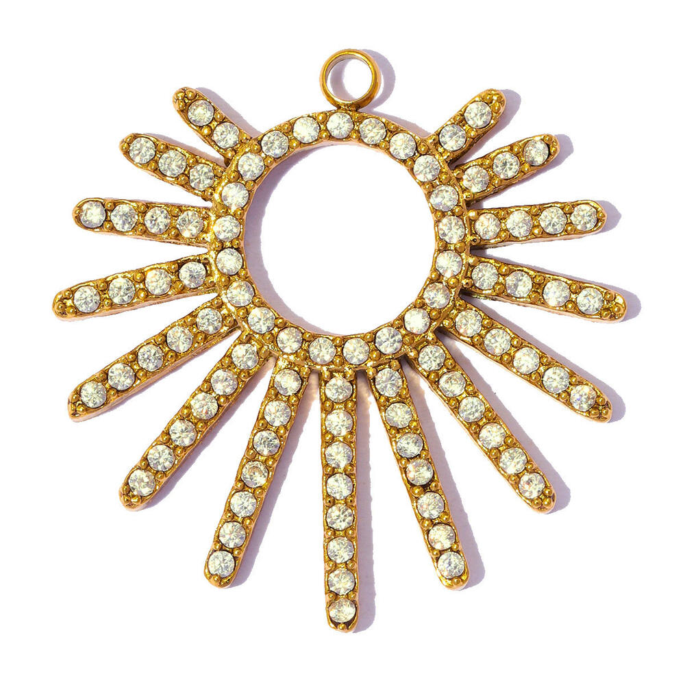 Simple Series Geometric Shape Stainless Steel Waterproof Gold Color Rhinestone Natural Stone Women's Pendants Picture2
