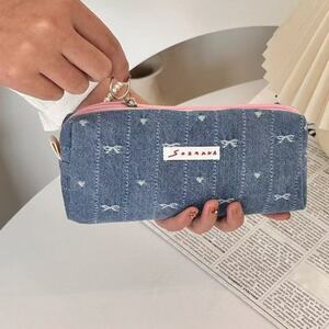 Estuches Para Bolígrafos De Poliéster Sencillos, Informales, Con Lazo En Forma De Corazón Y De Color Liso, De La Serie Simple. h5 Imagen3