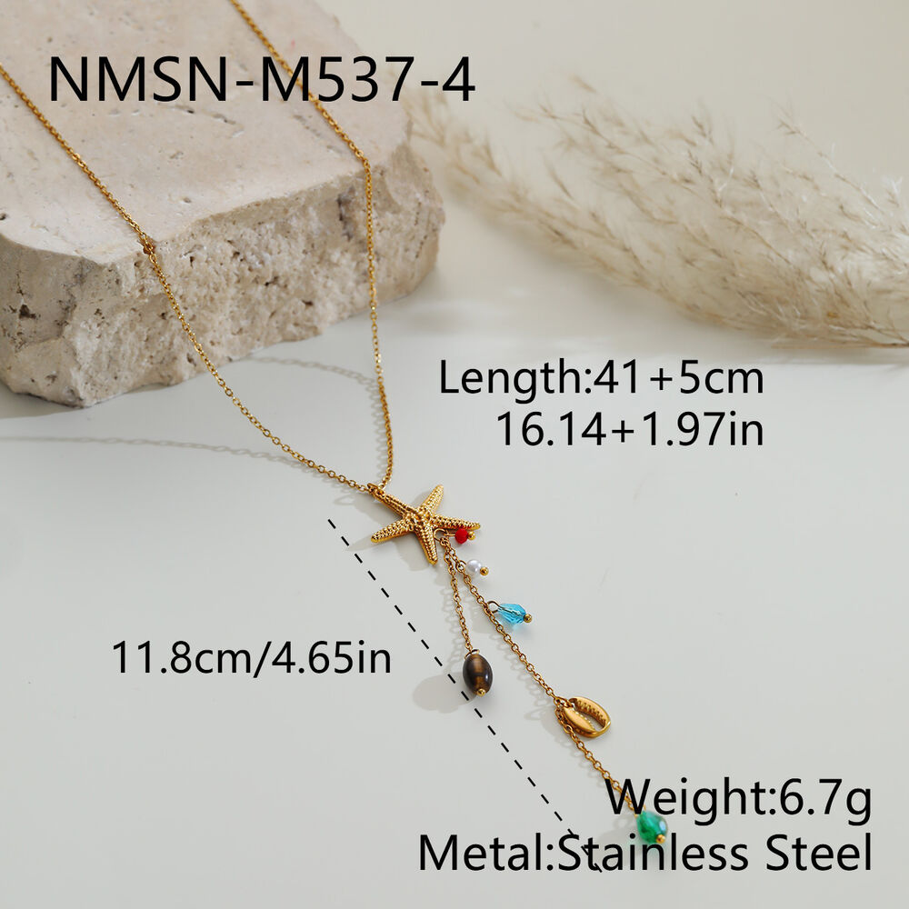 Simple Series Vacation Chain Starfish Coral Stainless Steel Waterproof Women's Pendant Necklaces