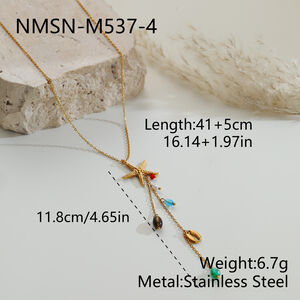 Simple Series Vacation Chain Starfish Coral Stainless Steel Waterproof Women's Pendant Necklaces h5