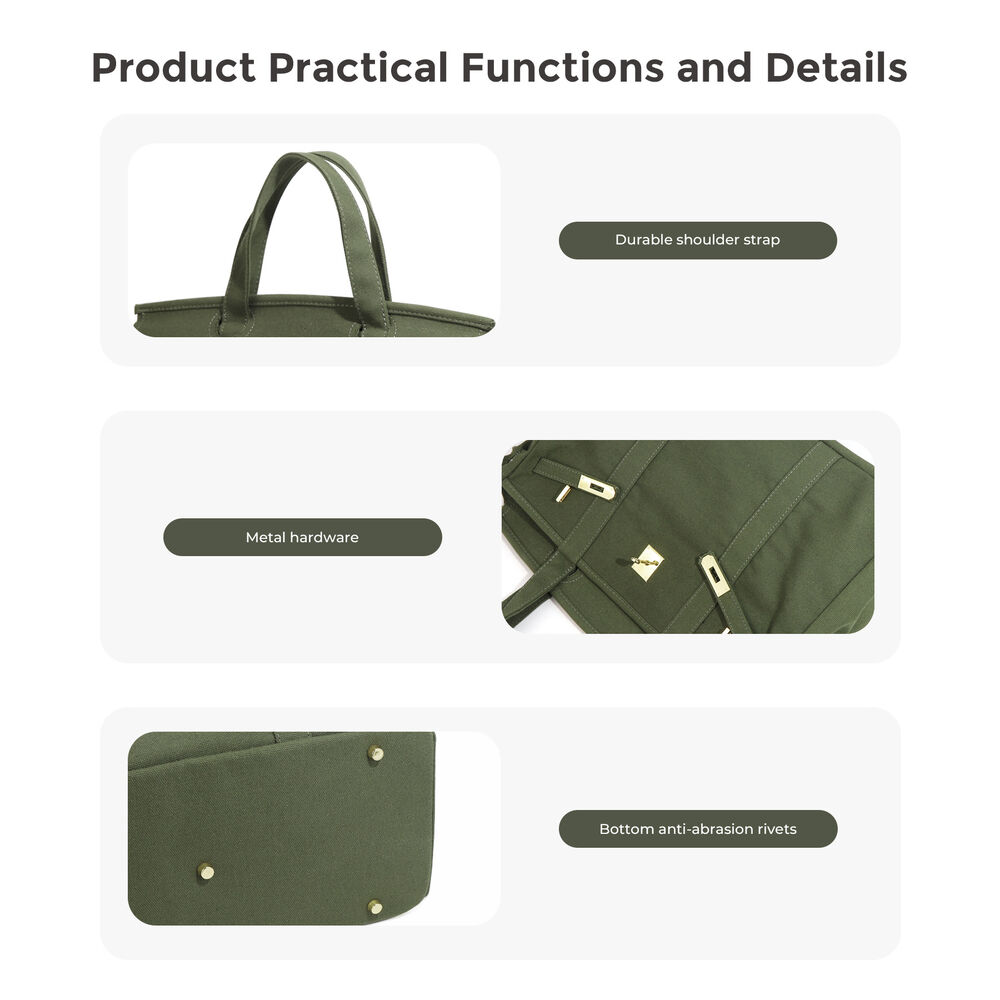 Casual Style Metal Hardware Solid Color Mixed Color Canvas Women's Square Handbags h5Picture5
