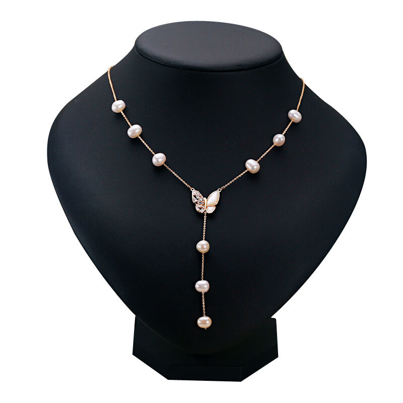 Simple Series Elegant Beads Butterfly Freshwater Pearls Platinum Plating Women's Pearl Necklace Picture5