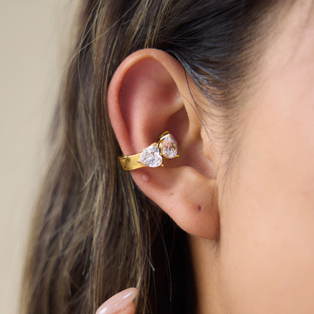 Luxe Serie Elegante Ronde Roestvrijstalen Waterdichte Gouden Zirkonia Oormanchetten Voor Dames h5Afbeelding4