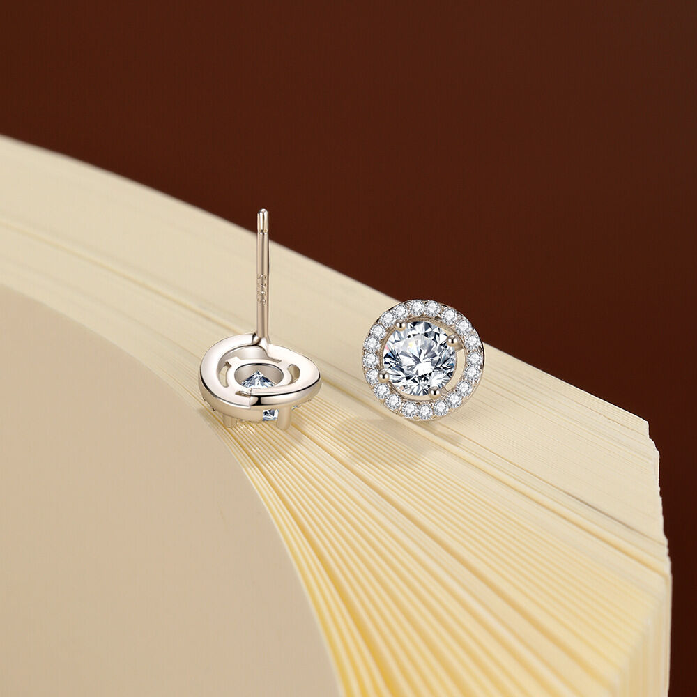 Luxurious Series Simple Circle 925 Sterling Silver Color Rhodium Plating Women's Moissanite Earrings h5 Picture3