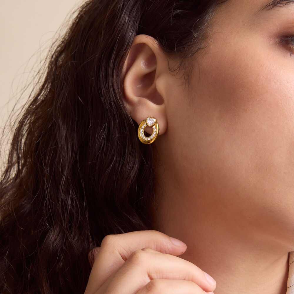 Luxurious Daily Letter Devil's Eye Irregular Shape Stainless Steel Waterproof Gold Color Zircon Women's Stud Earrings h5Picture4
