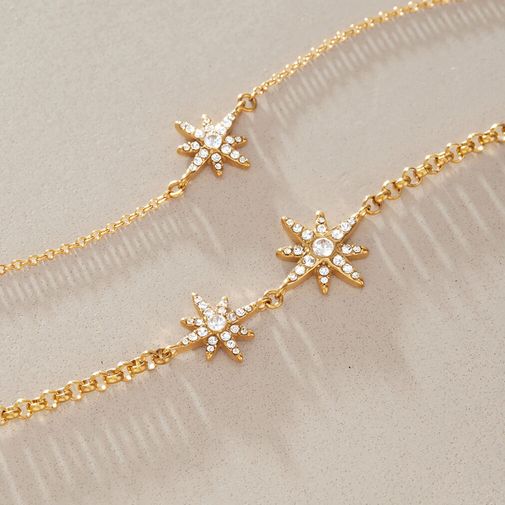 Romantic Series Elegant Star Stainless Steel Waterproof   Gold Color  Women's Charm Bracelets h5 Picture2
