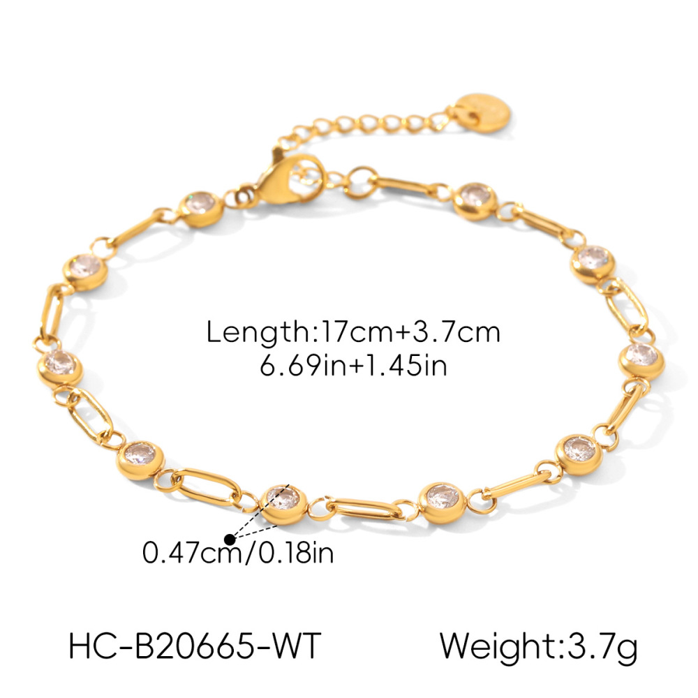 Stainless Steel Waterproof Gold Color Zircon Women's Chain Bracelets Picture2