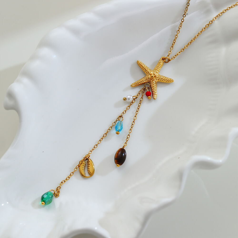 Simple Series Vacation Chain Starfish Coral Stainless Steel Waterproof Women's Pendant Necklaces Picture4