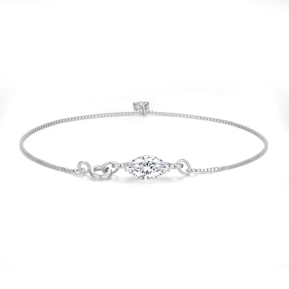 Simple Series Elegant Chain 925 Sterling Silver Color Rhodium Plating  Women's Moissanite Bracelets h5 