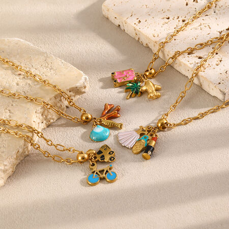 Colliers Pendentifs Pour Femmes, Collection Romantique, Motif Floral Quotidien, Forme Irrégulière, Acier Inoxydable, Couleur Or, Étanches