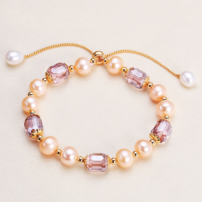 Simple Series Daily Beads Geometric Shape Freshwater Pearls   Gold Color  Women's Pearl Bracelet h5 Picture2