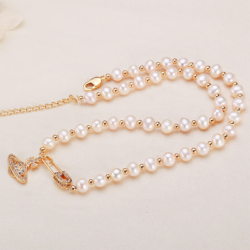 Simple Series High-End Jewelry Elegant Beads Ellipse Shape Freshwater Pearls Women's Pearl Necklace h5 Picture3