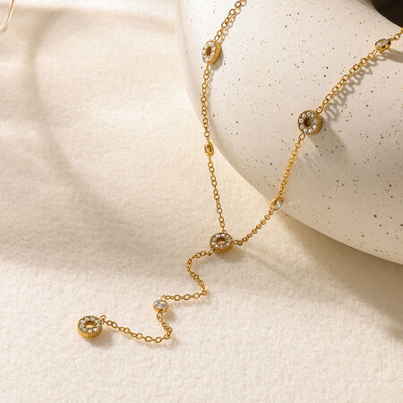 Romantic Series Circle Stainless Steel Waterproof Gold Color Women's Pendant Necklaces 2