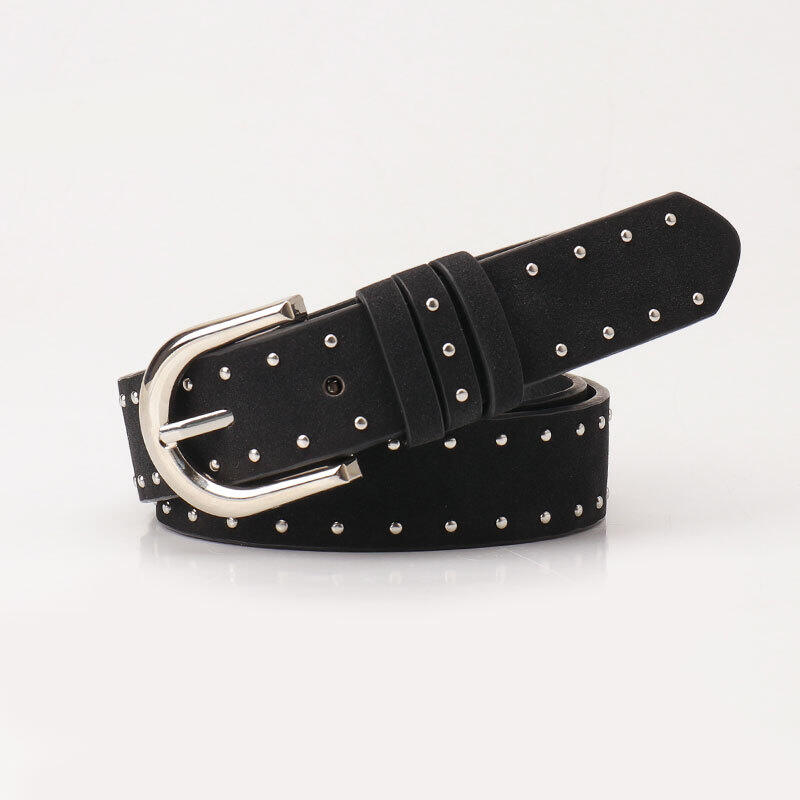 Simple Series Casual Solid Color Rivet Premium Quality Pu Leather Belt h5 