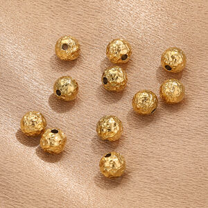 Cuentas Espaciadoras Impermeables De Acero Inoxidable Con Diseño Martillado Y Color Dorado h5 Imagen3