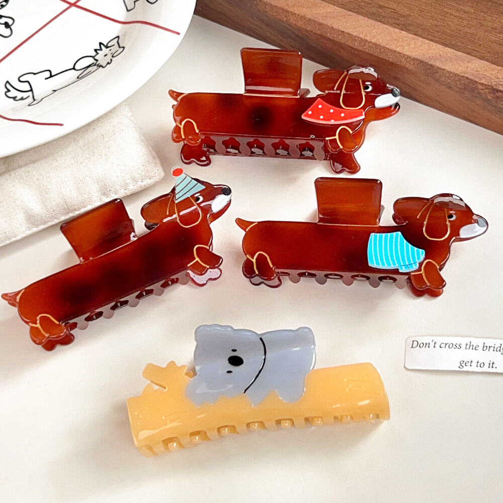 Simple Series Schattige Dieren Gemengde Kleuren Teckel Acetaat Haar Klauwen Afbeelding2