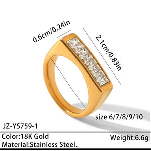 Simple Geometric Shape Stainless Steel Waterproof Gold Color Zircon Shell Women's Gemstone Rings h5