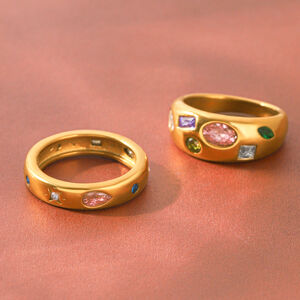Anillos De Lujo Para Mujer, De Acero Inoxidable, Resistentes Al Agua, Con Circonitas Y Forma Irregular, Ideales Para Uso Diario. h5 Imagen4