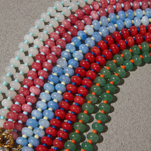 Romantic Elegant Droplet Heart Beads Rectangle Natural Stones Gold Color Zircon Women's Beaded Necklaces h5 Picture3