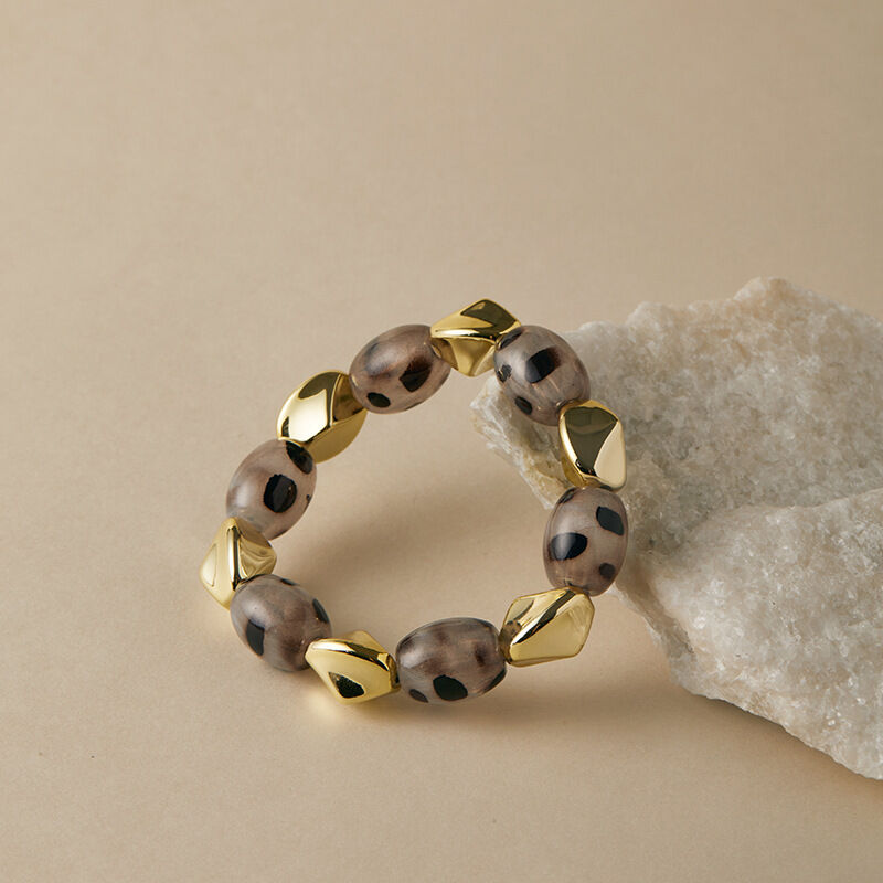 Retro Irregular Shape Leopard Print Beads Resin Women's Beaded Bracelets Picture2