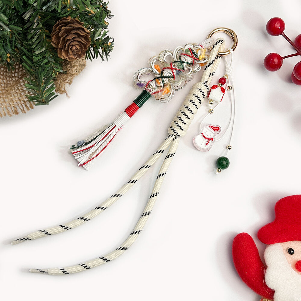 Simple Series Casual Twist Christmas Tassel Mixed Color Woven Rope Bag Charms