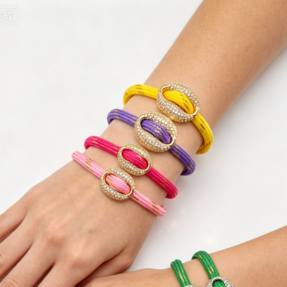 Geometric Shape Rope Copper Zircon Women's Braided Bracelets Picture2