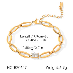 Chain Stainless Steel Waterproof Gold Color Zircon Women's Chain Bracelets h5 Picture2
