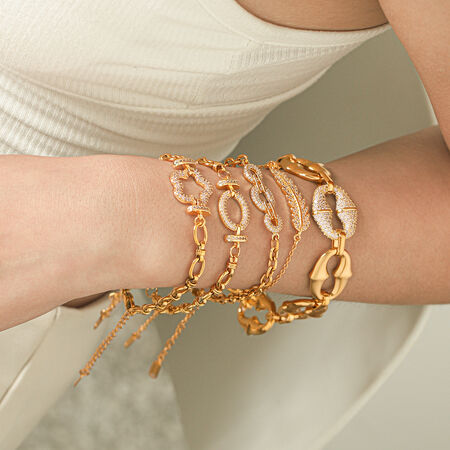 Bracciale Da Donna Di Lusso Con Catena A Forma Di Ellisse Floreale, In Acciaio Inossidabile Color Oro Impermeabile E Zirconi, Ideale Per Tutti I Giorni. 2