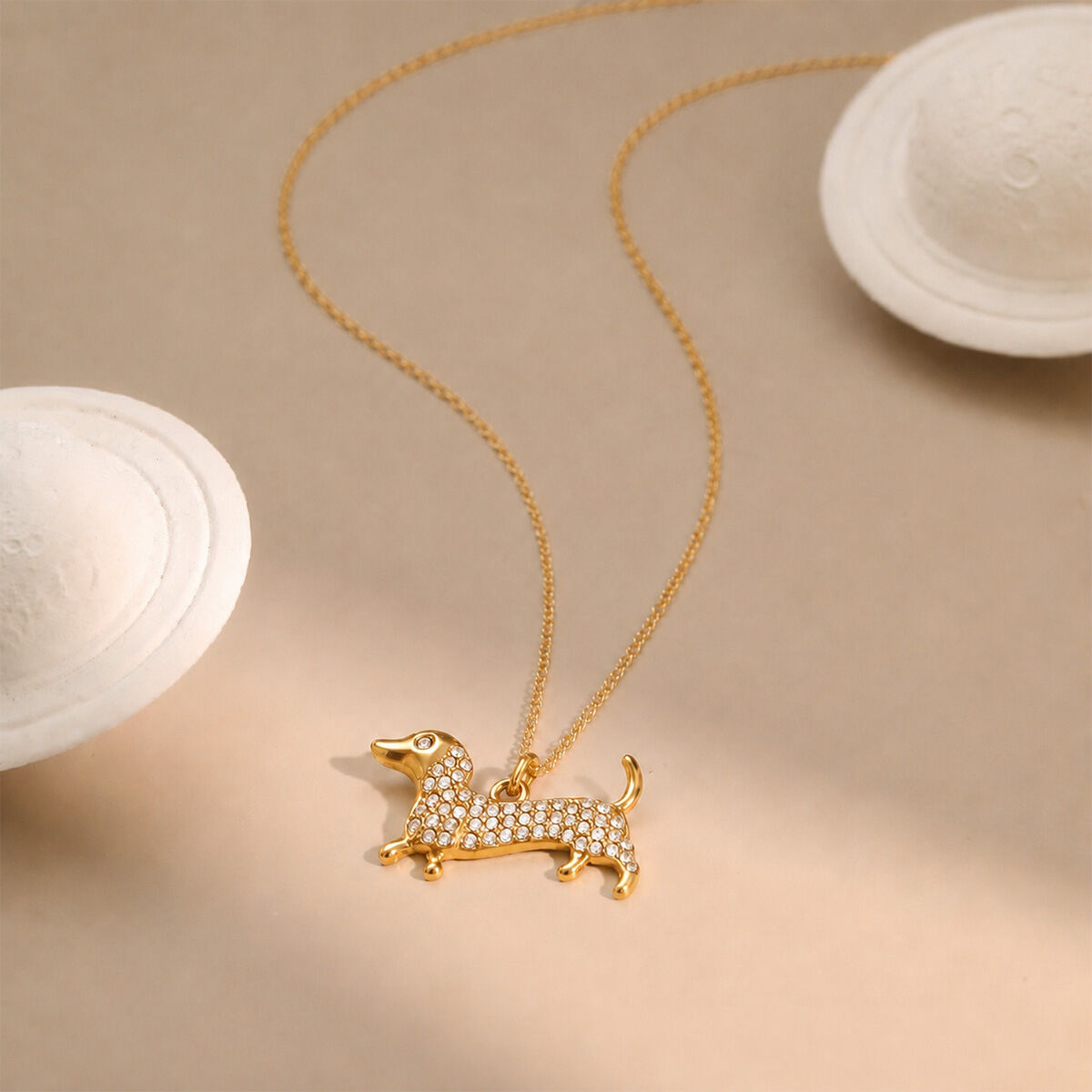 Simple Series Schattige Dierenketting Met Teckelhanger Van Roestvrij Staal, Waterdicht. h5 Afbeelding2