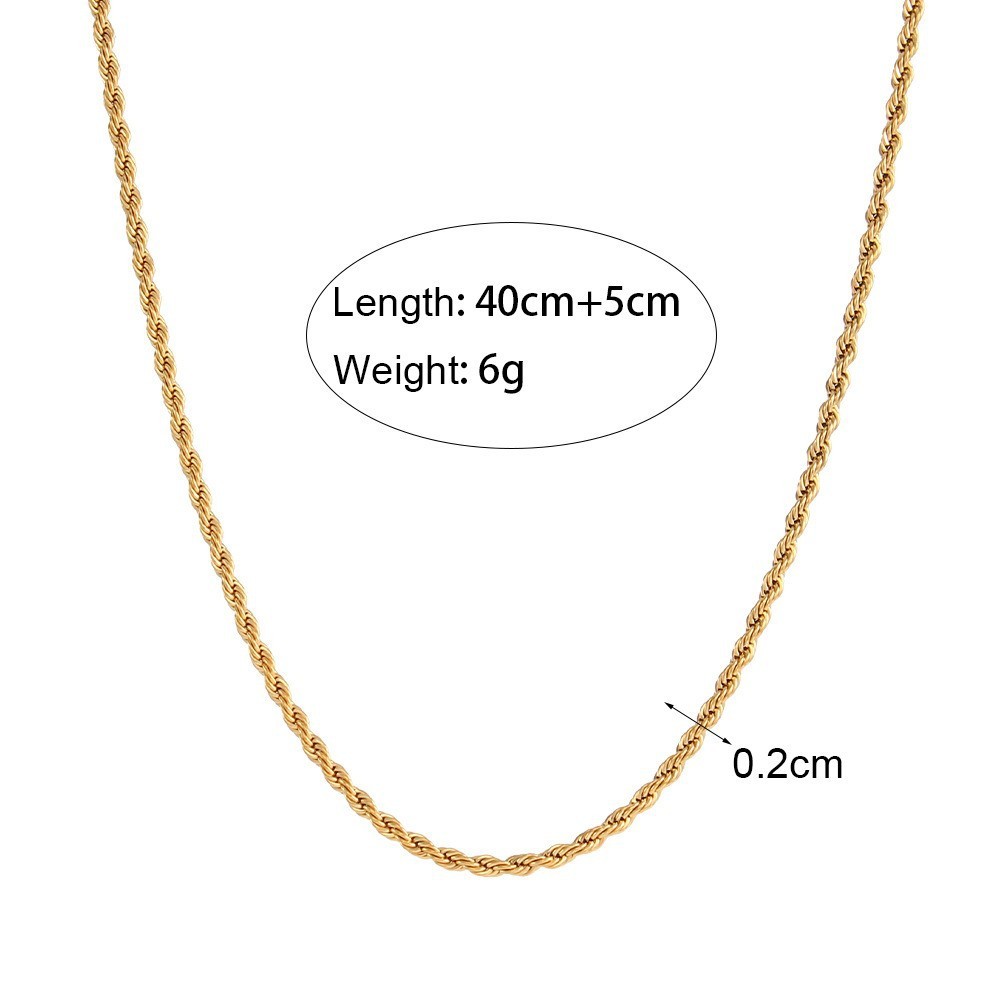 Simple Series Daily Twist Chain Stainless Steel Waterproof Gold Color Women's Chain Necklaces