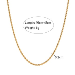 Simple Series Daily Twist Chain Stainless Steel Waterproof Gold Color Women's Chain Necklaces h5