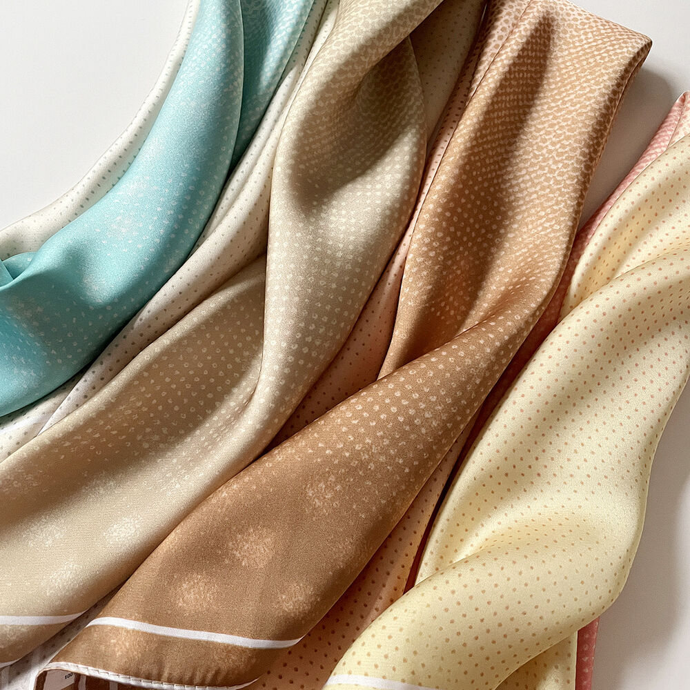 Sciarpe Estive In Chiffon Satinato Con Sfumature Di Colore Miste Della Serie Simple, Perfette Per Tutti I Giorni. Immagine3