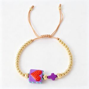 Pulseras Trenzadas Para Mujer Con Cuentas De Cobre Y Forma De Corazón De Resina. h5