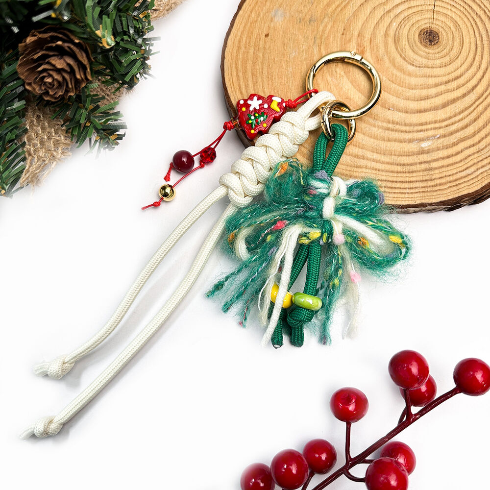 Simple Series Casual Bow Knot Twist Christmas Tassel Mixed Color Woven Rope Bag Charms