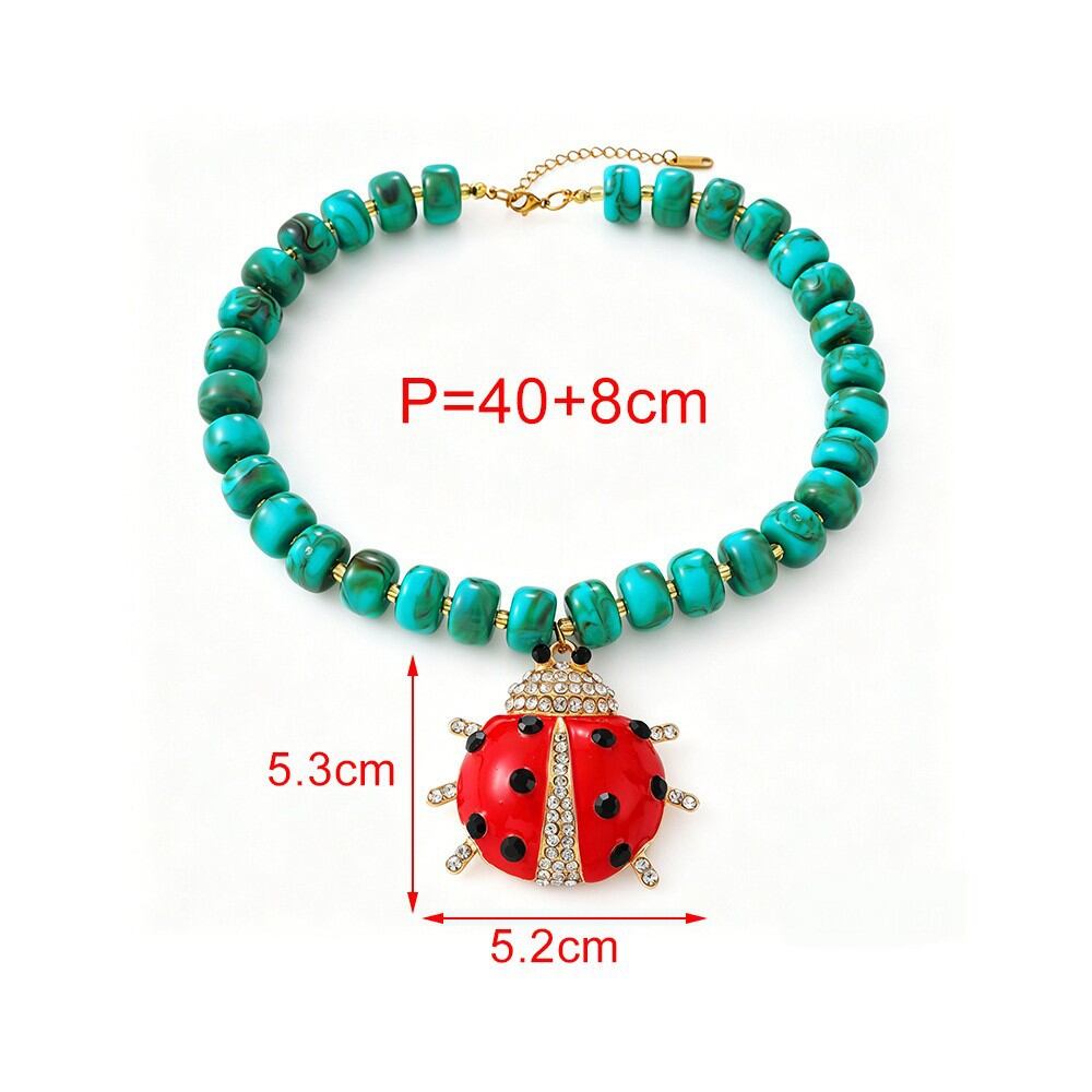 Romantic Series Bohemian Animal Beads Resin Gold Color Women's Beaded Necklaces h5Picture5