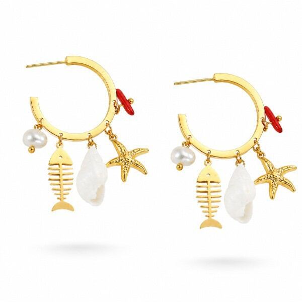 Simple Series Vacation Oceanic Style Fish Starfish Coral Stainless Steel Waterproof Women's Drop Earrings Picture5