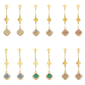 Romantic Series Sweet Flower Stainless Steel Waterproof Gold Color Zircon Women's Dangle Earrings h5 Picture3