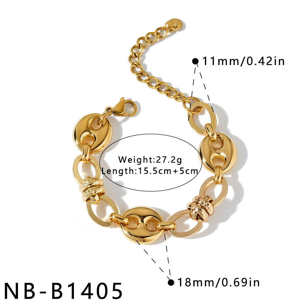 Simple Series Retro Irregular Shape Patchwork Chain Stainless Steel Waterproof Gold Color Women's Chain Necklaces
