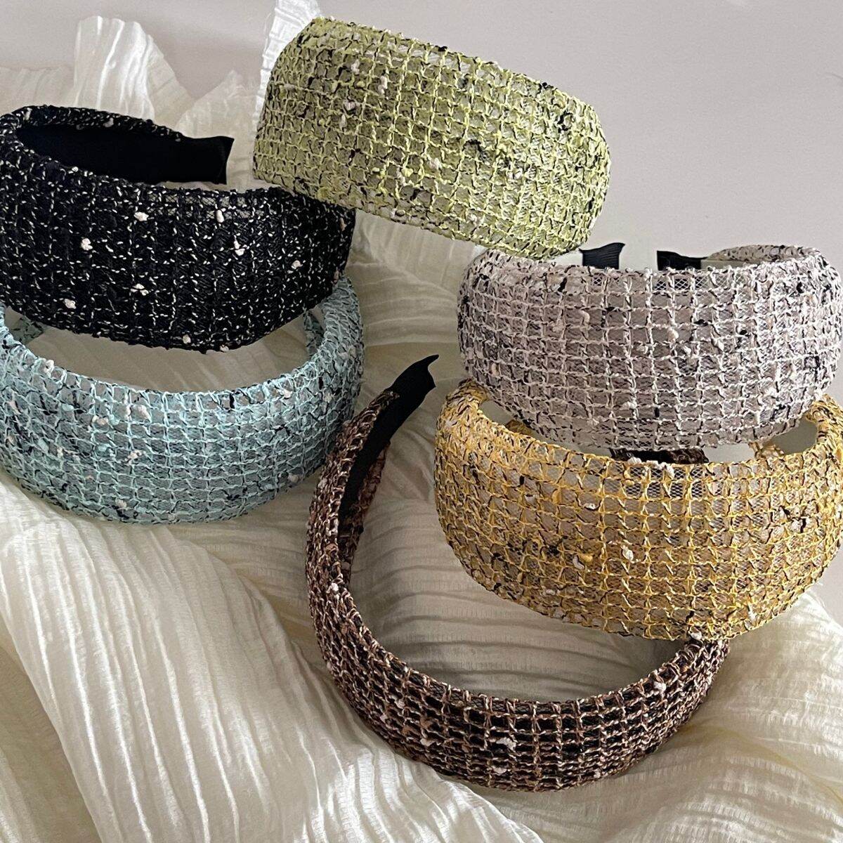 Simple Series Daily Solid Color Hollowed-Out Woven Fabric Hair Bands 2