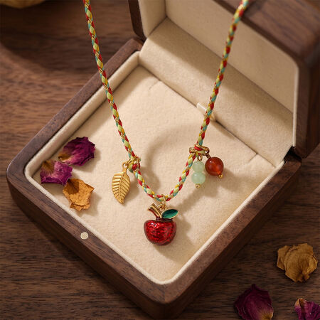 Romantic Series Cute Fruit Stainless Steel Waterproof Gold Color Women's Braided Necklaces 2