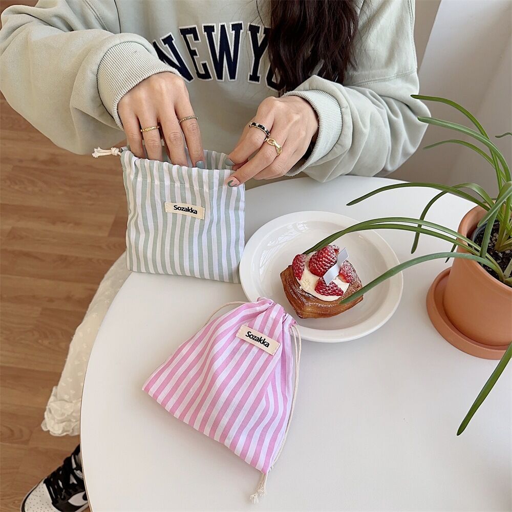Borsa Portaoggetti In Tessuto Simple Series Daily Stripe In Cotone. Immagine3