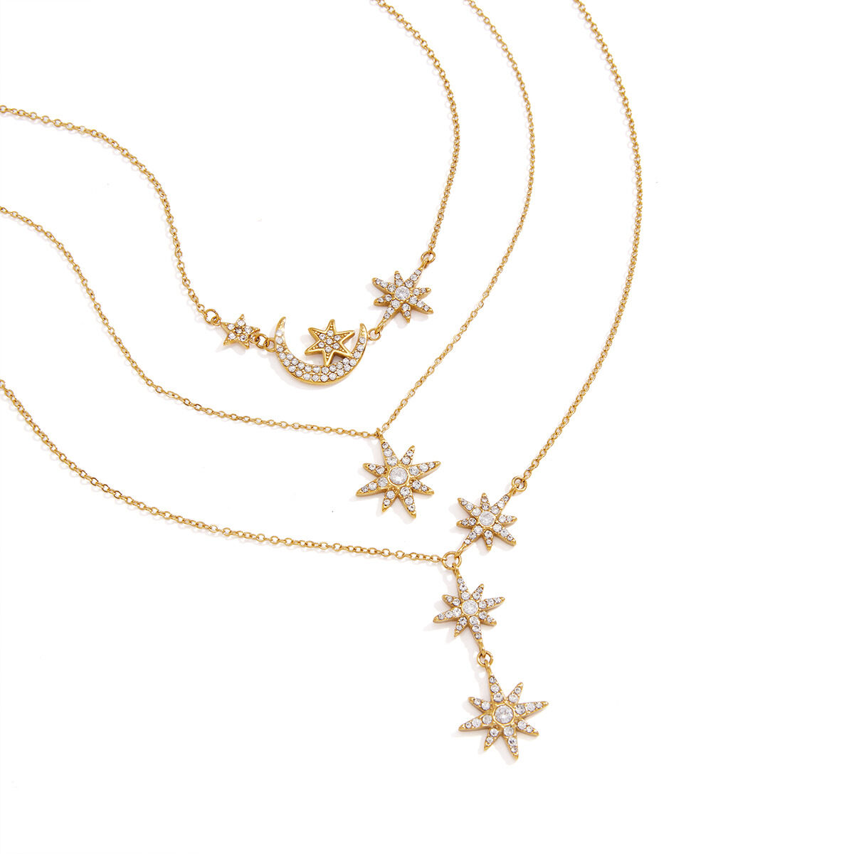 Collares Con Colgante De Circonita Color Oro, Elegante Cadena De Estrella De La Serie Romántica, De Acero Inoxidable, Resistentes Al Agua. h5 Imagen4