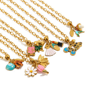 Collares Con Colgante Para Mujer De La Serie Romántica, Con Forma Irregular De Flor, De Acero Inoxidable, Resistentes Al Agua Y De Color Dorado. h5 Imagen4