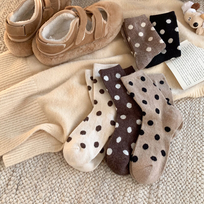 Basic Polka Dots Color Clash Polka Dot Mid-Calf Socks 2