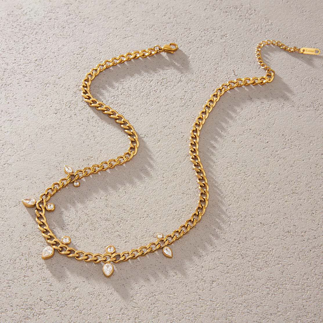 Simple Series Daily Droplet Chain Stainless Steel Waterproof   Gold Color  Women's Chain Necklaces h5 Picture3