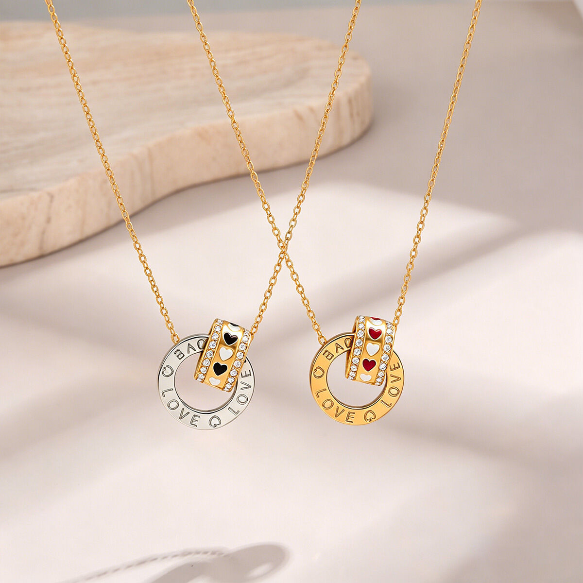 Simple Series Schattige Hartvormige Teckel Hanger Van Roestvrij Staal, Waterdicht, Goudkleurige Ketting Afbeelding2