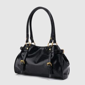 Streetwear Style Metal Hardware Solid Color Pu Women's Bowling Handbags h5 Picture3