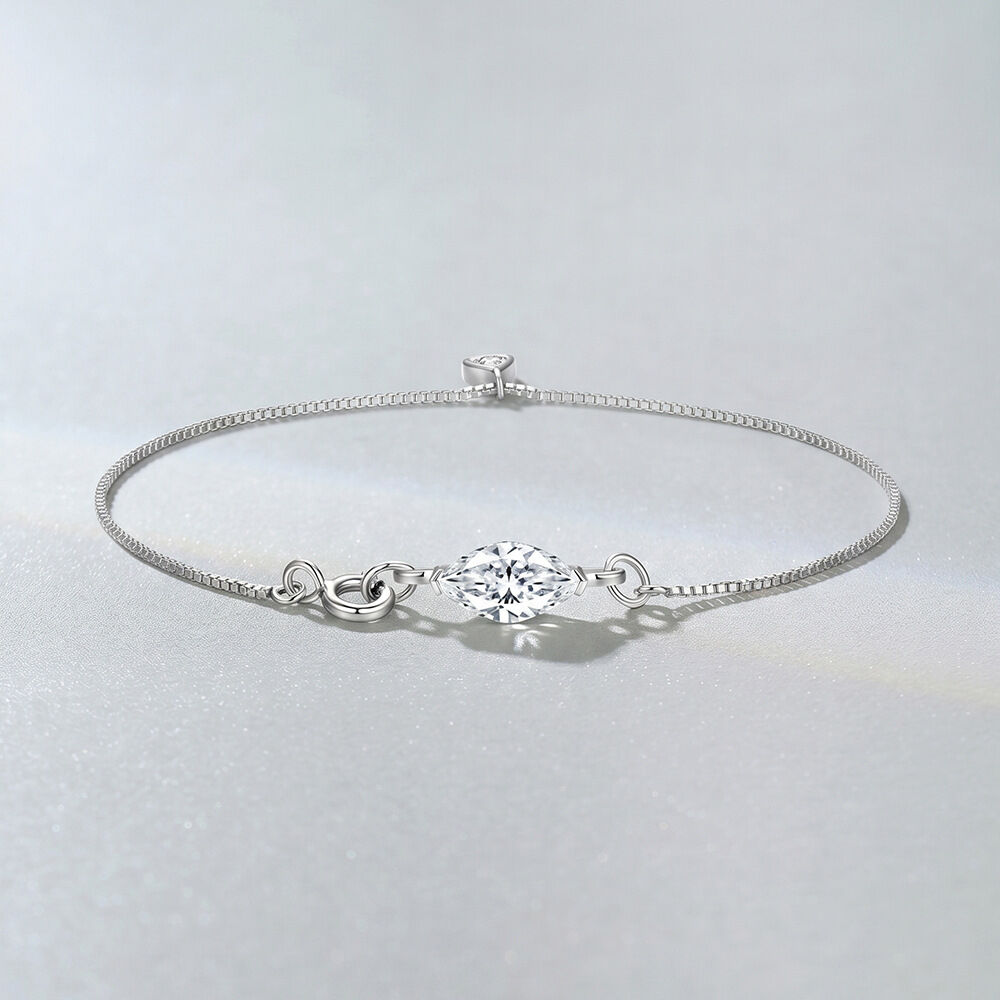 Simple Series Elegant Chain 925 Sterling Silver Color Rhodium Plating  Women's Moissanite Bracelets h5 Picture2
