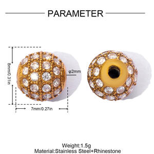 Simple Series Stainless Steel Waterproof Gold Color Rhinestone Spacer Beads h5